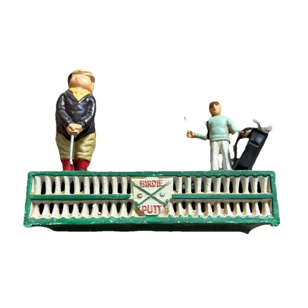 Vintage Birdie Putt-Cast Iron Mechanical‎ Coin Bank-Golf Toy Bank